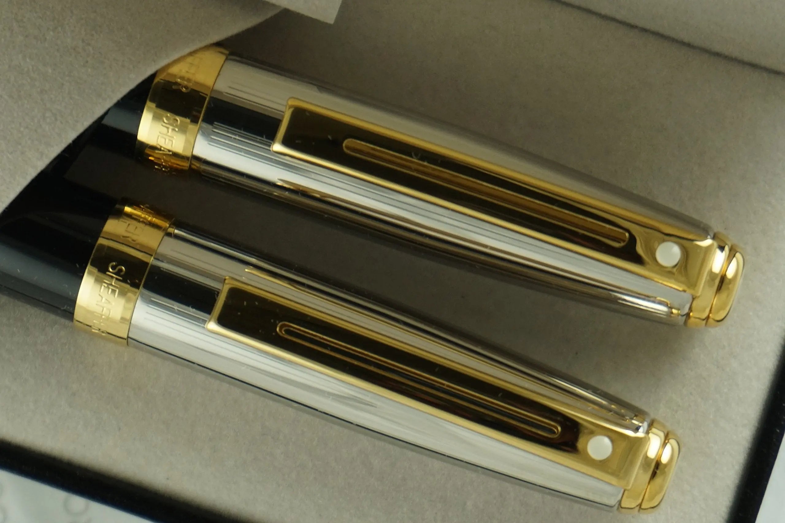 Sheaffer Prelude Ball Pen/Mechanical Pencil Set, Black Lacquer Finish with Palladium Plate Cap and 22K Gold Plate Trim (SH/337-9) - crosspenmall.com
