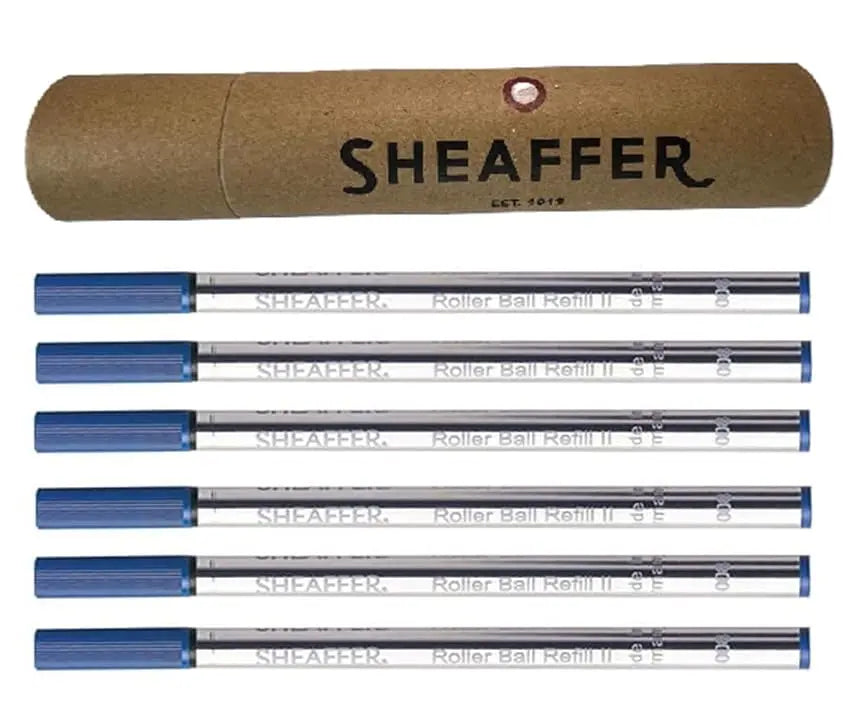 6 Sheaffer Slim Rollerball Refill for Sheaffer Valor, Agio, Prelude, intesity, VFM, Taranis, Sagaris, Sheaffer (100, 200, and 300) Pens (Bulk Pack of 6/Pack) in Storage Tube (New Version) Sheaffer