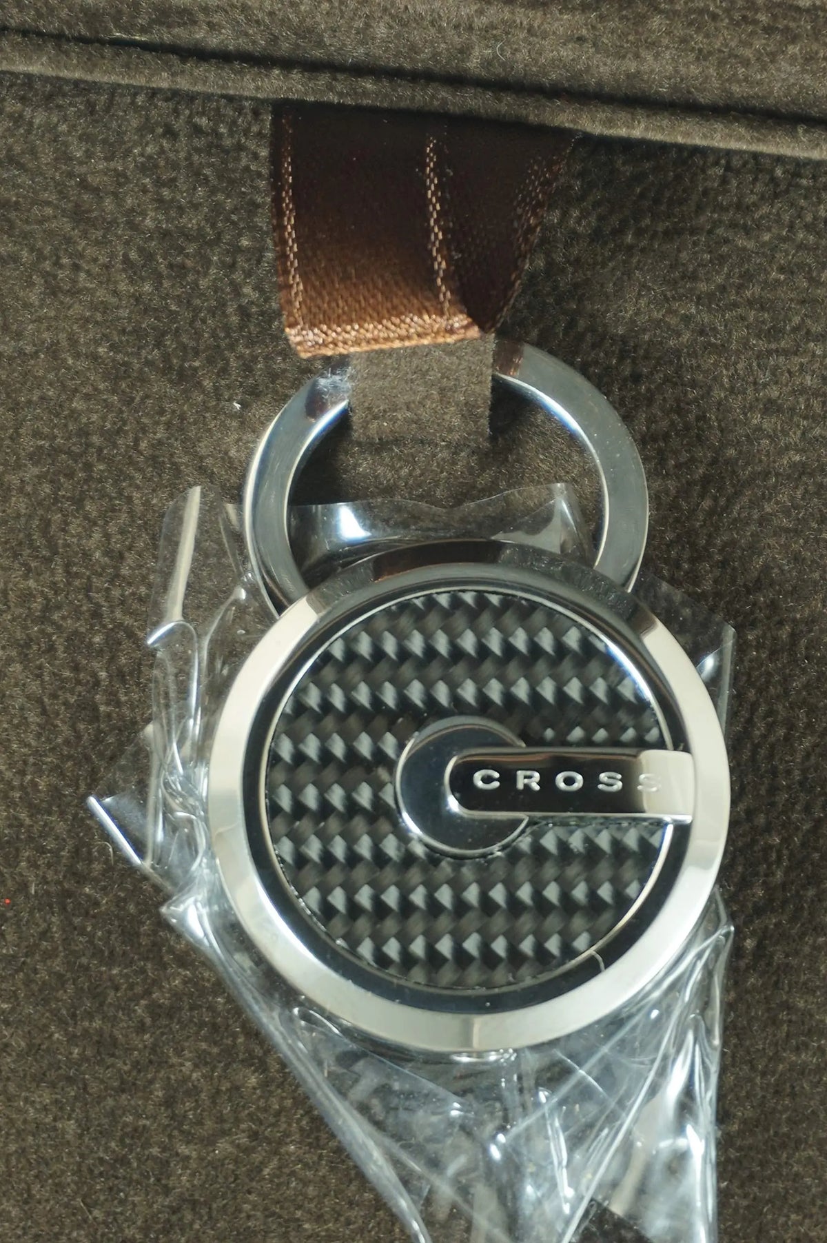 A. T Cross Designer Tiverton Stainless Steel Black Carbon Key Chain AC255-1KR cross