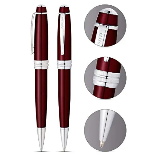 A. T. Cross Bailey red lacquer ball point pen with chrome plated fittings, 1 pack Cross