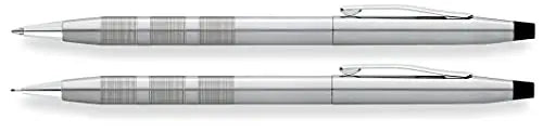 A. T. Cross Set Ballpoint Pen and Mechanical Pencil Classic Century Trophy Satin Chrome - crosspenmall.com