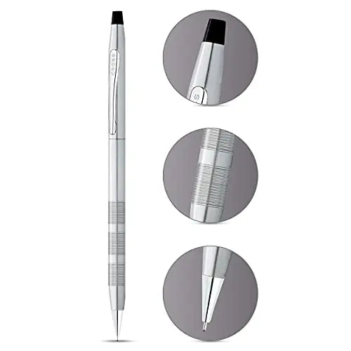 A. T. Cross Set Ballpoint Pen and Mechanical Pencil Classic Century Trophy Satin Chrome - crosspenmall.com