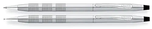 A. T. Cross Set Ballpoint Pen and Mechanical Pencil Classic Century Trophy Satin Chrome - crosspenmall.com