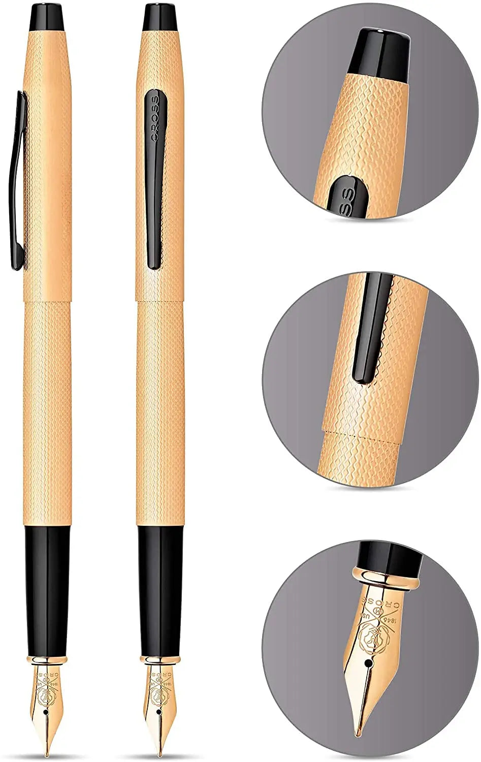 A.T. Cross Cross Classic Century Limited Collections with Diamond cut PVD Rose Gold Barrel and Contrasting PVD Appointments Medium Point 23KT Gold Fountain Pen Cross