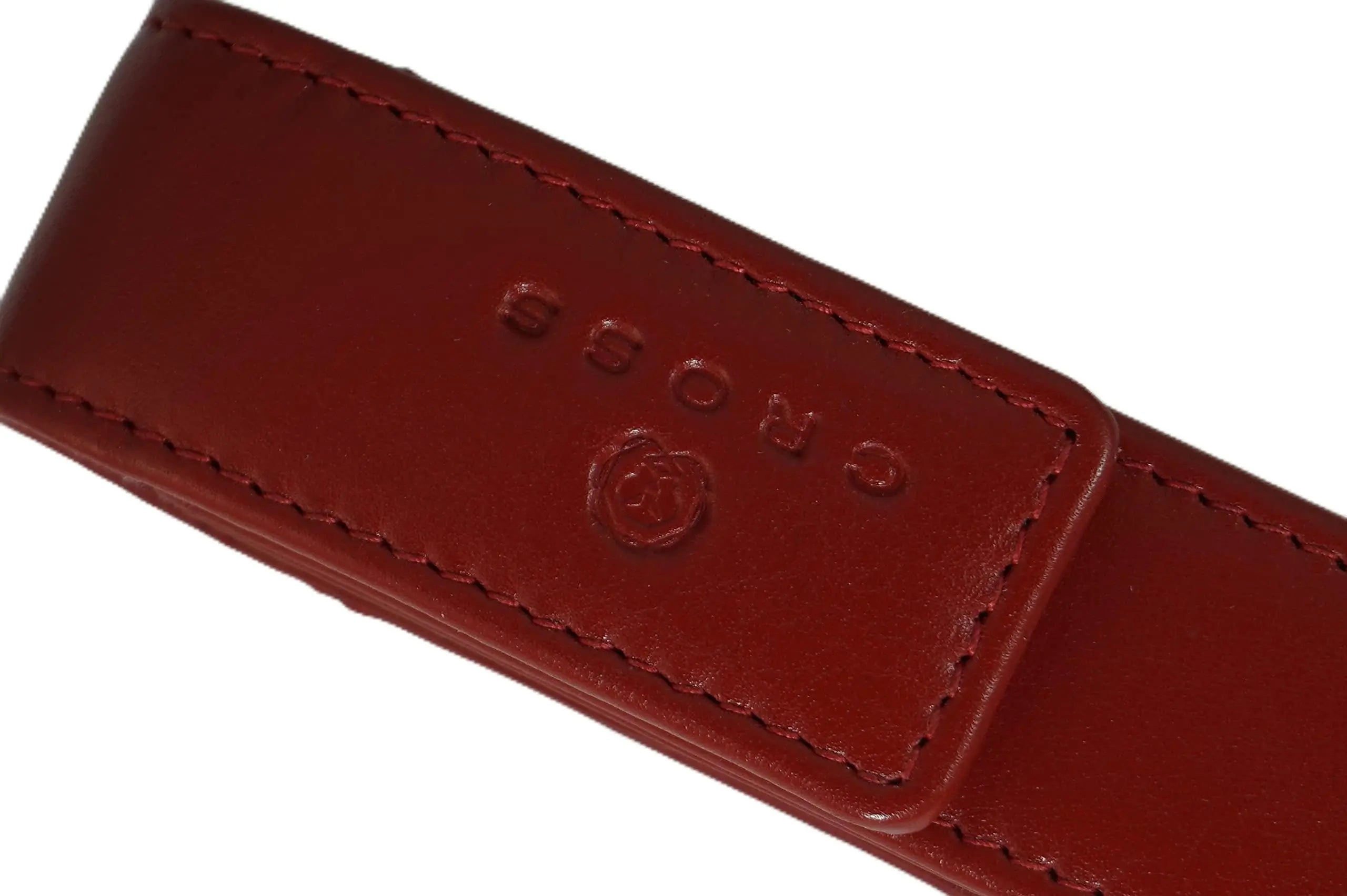 A.T. Cross Cross Full Grain Burgundy red Leather with Matching Thread Color Combinations, Single Flip Top Pen Pouch with Secure snap, Can Accommodate Any Cross Pen - crosspenmall.com