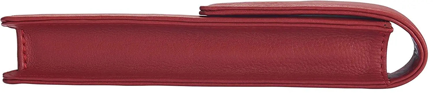 A.T. Cross Cross Full Grain Burgundy red Leather with Matching Thread Color Combinations, Single Flip Top Pen Pouch with Secure snap, Can Accommodate Any Cross Pen - crosspenmall.com