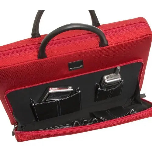 Acme Made Executive Slim Cargo ( Chili Pepper Red ) with Solid Italian Leather Handle, Notebook Medium Size Bag. A Great Corporate or Individual Gift for Any Occasion and Anyone - crosspenmall.com