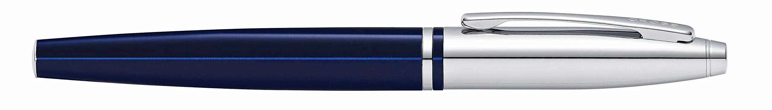 Cross Calais Chrome/Blue Lacquer Fountain Pen with Stainless Steel Medium Nib - crosspenmall.com