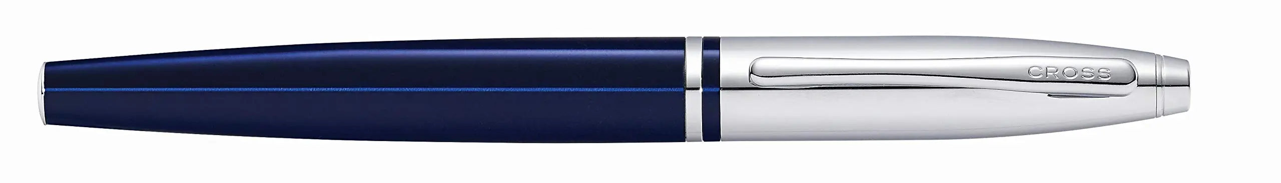 Cross Calais Chrome/Blue Lacquer Fountain Pen with Stainless Steel Medium Nib - crosspenmall.com