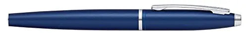 Cross Calais Chrome/Blue Lacquer Fountain Pen with Stainless Steel Medium Nib - crosspenmall.com