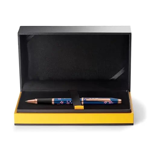 Blue Lacquer Rollerball Pen with Century II Cherry Blossom Design by A.T. Cross Cross