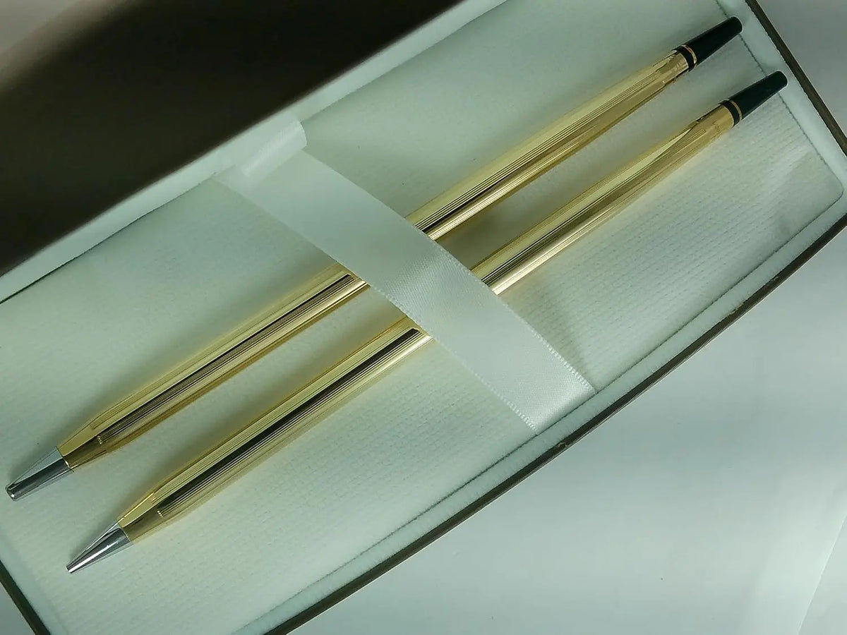 CROSS 10KT Gold Rolled/Filled Replacement Desk Pen and 0.5MM Pencil Set cross