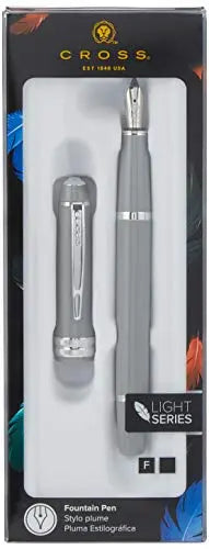 CROSS Bailey Light Polished Resin Refillable Fountain Pen, Fine Nib, Includes Premium Gift Box - Glossy Grey Cross