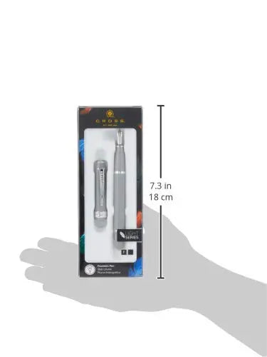 CROSS Bailey Light Polished Resin Refillable Fountain Pen, Fine Nib, Includes Premium Gift Box - Glossy Grey Cross