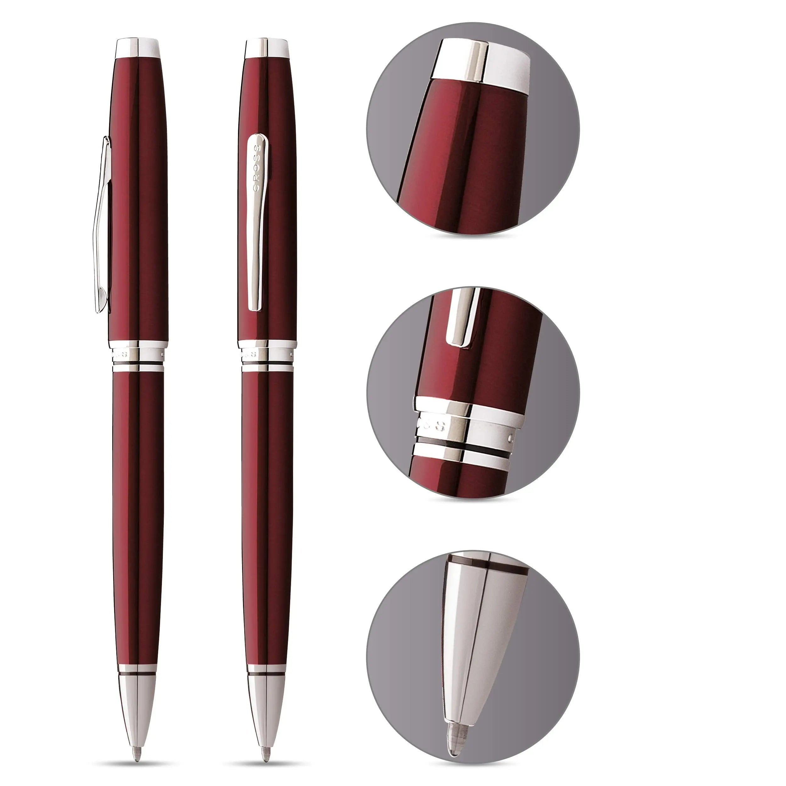 Cross Coventry Ballpoint Pen (Medium Stroke Thickness with Gift Box) Red/Chrome Cross
