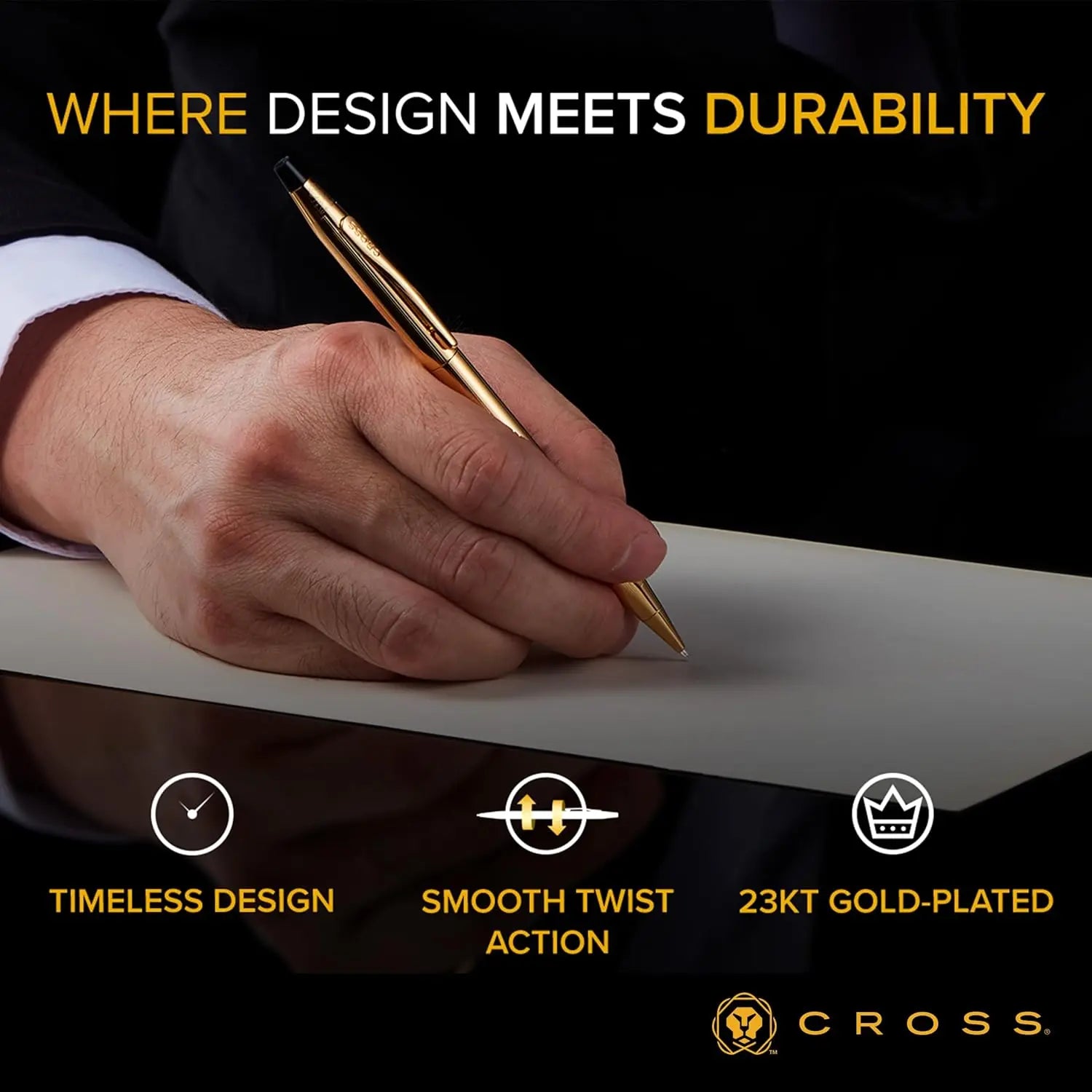 Classic Century 23kt Gold Plated Ballpoint Pen With 23kt Gold Plated Appointments Cross