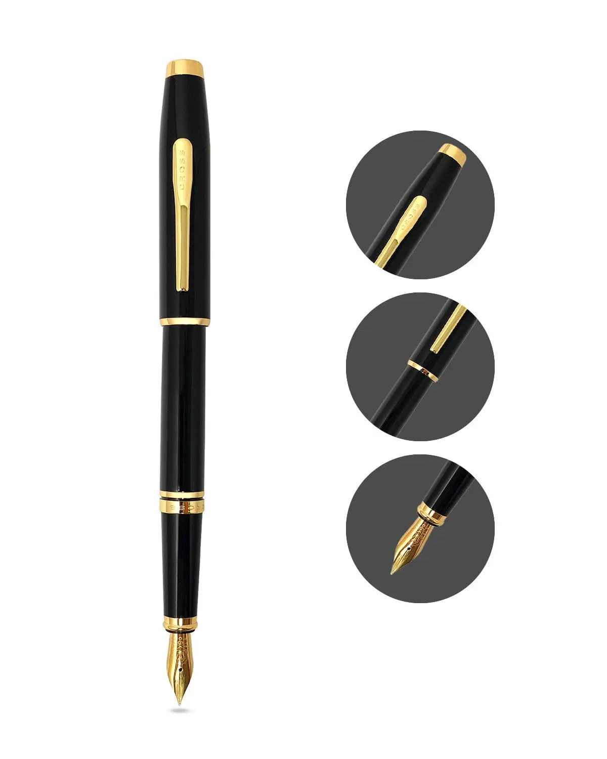 Coventry Black Lacquer with Gold-Tone Fine Nib Fountain Pen Cross