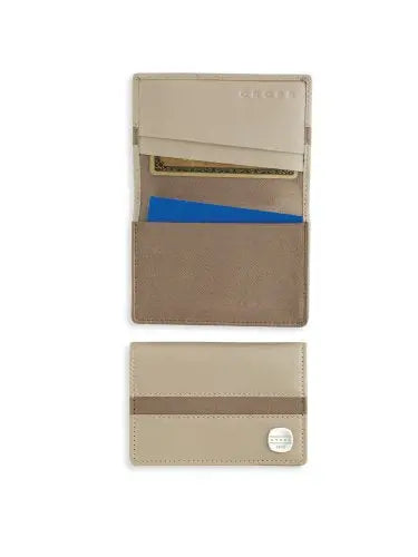 Cross 1846 Leather Collection, Flip Card Case, Frosty Taupe with Silver Mist (AC171-6) - crosspenmall.com