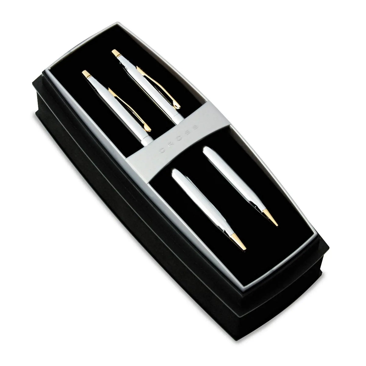 Cross 330105 Classic Century Ballpoint Pen & Pencil Set, Chrome/23kt. Gold Plate cross