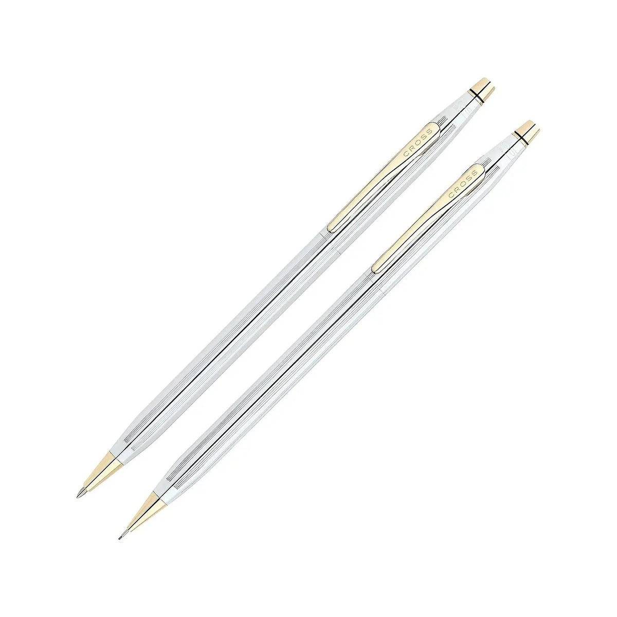 Cross 330105 Classic Century Ballpoint Pen & Pencil Set, Chrome/23kt. Gold Plate cross