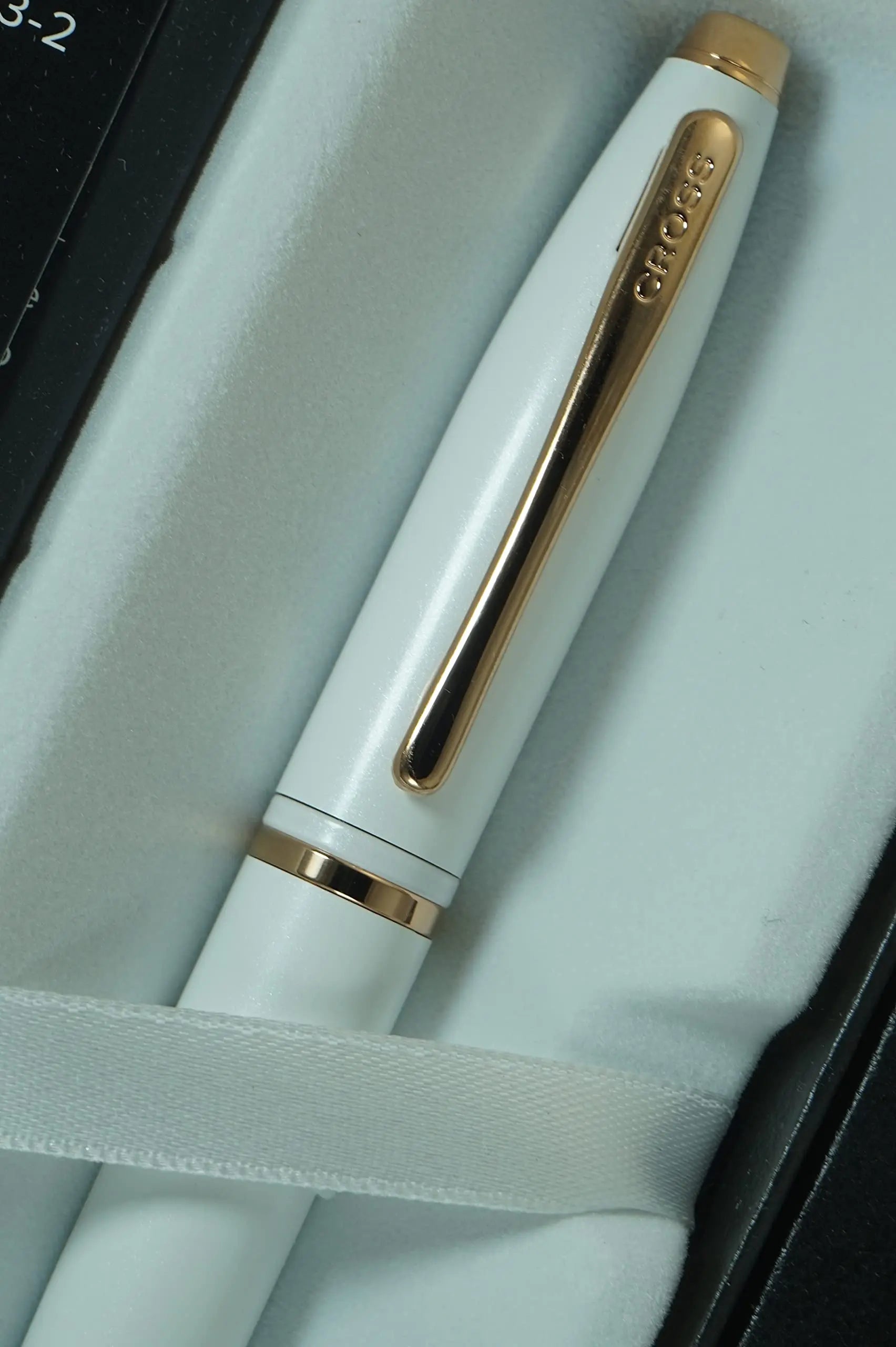Cross A.T Pearlescent Lightening White Medalist and 23KT Rose Gold Appointments signature mid Band Calaise Ballpoint Pen and two Bonus refills A Gift Pen for Anyone and Any Occasion Cross