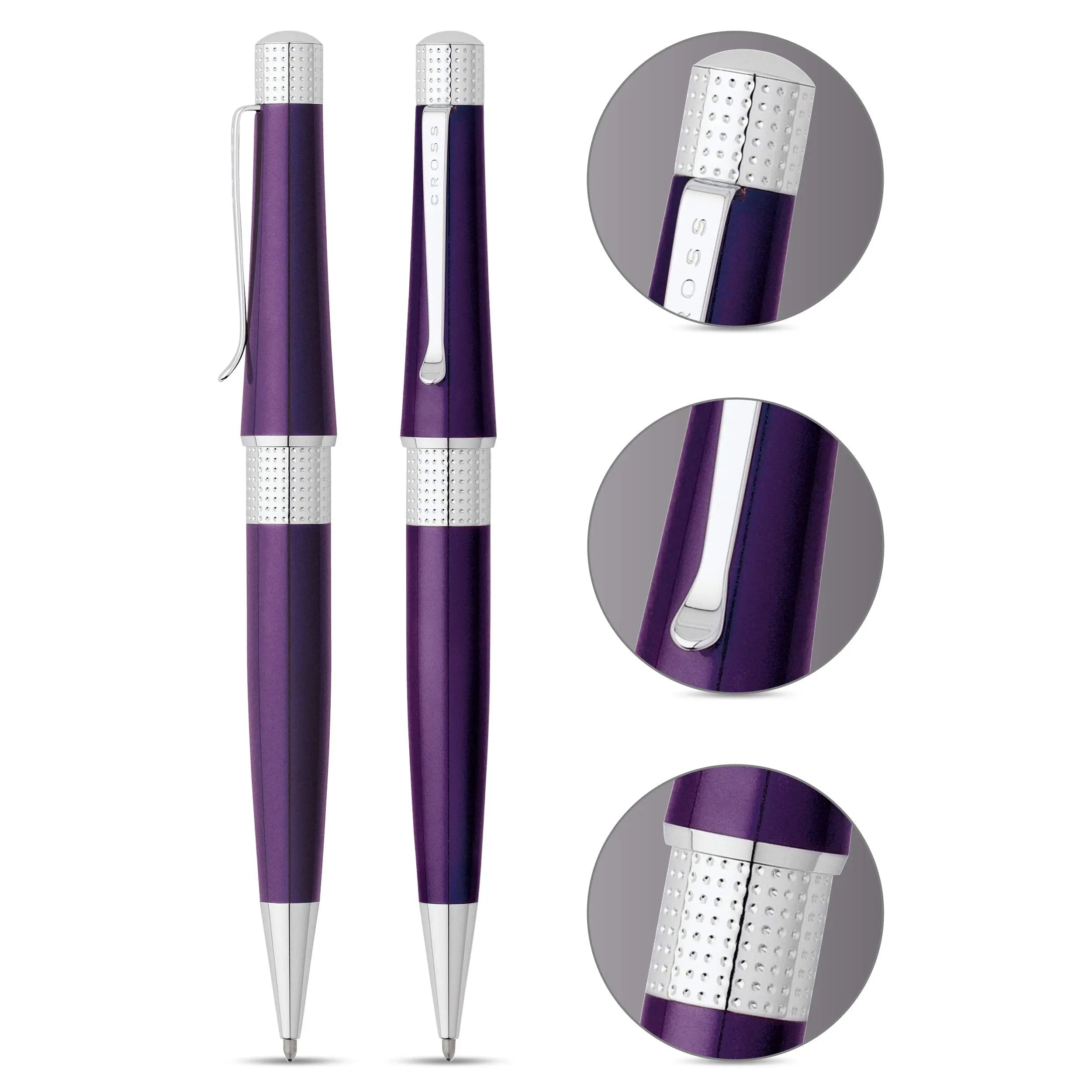 Cross AT0492S 7 Beverly Lacquer Purple Violet Lacquer Ballpoint Pen - crosspenmall.com