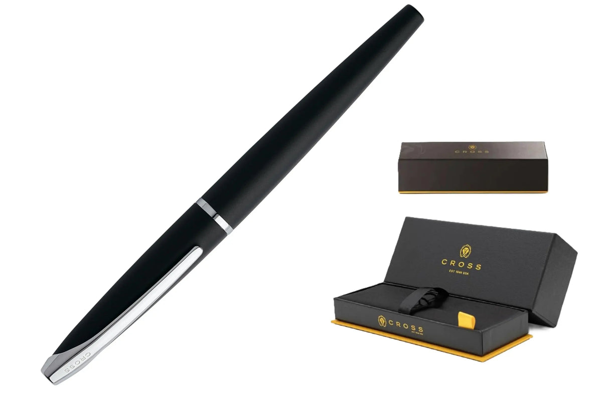 Cross ATX Basalt Black Stainless Steel Fine Nib Fountain Pen - Refillable Pen for Smooth Writing - Black Ink - Comfortable Grip - Long-Lasting - Premium Gift box cross