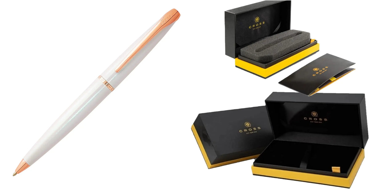 Cross ATX Limited Collection Ballpoint Pen, Pearlescent White and Rose Gold cross