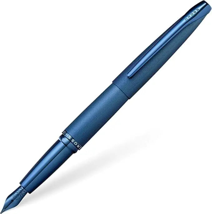 Cross ATX Matte Blue Diamond cut Monochromatic in sandblasted PVD Ballpoint, Rollerball and Fountain Pens My Store