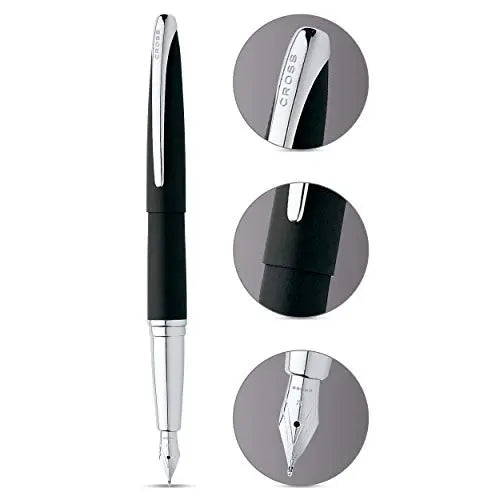Cross ATX Refillable Fountain Pen, Fine Nib, Includes Premium Gift Box - Basalt Black Cross