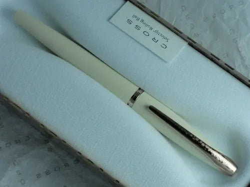 Cross ATX Rollerball Selectip Pen in Maltese Pearl Champagne White with 23k Rose Gold Appointments. Rare Wedding, Christening, Ordination and Confirmation Gift Cross