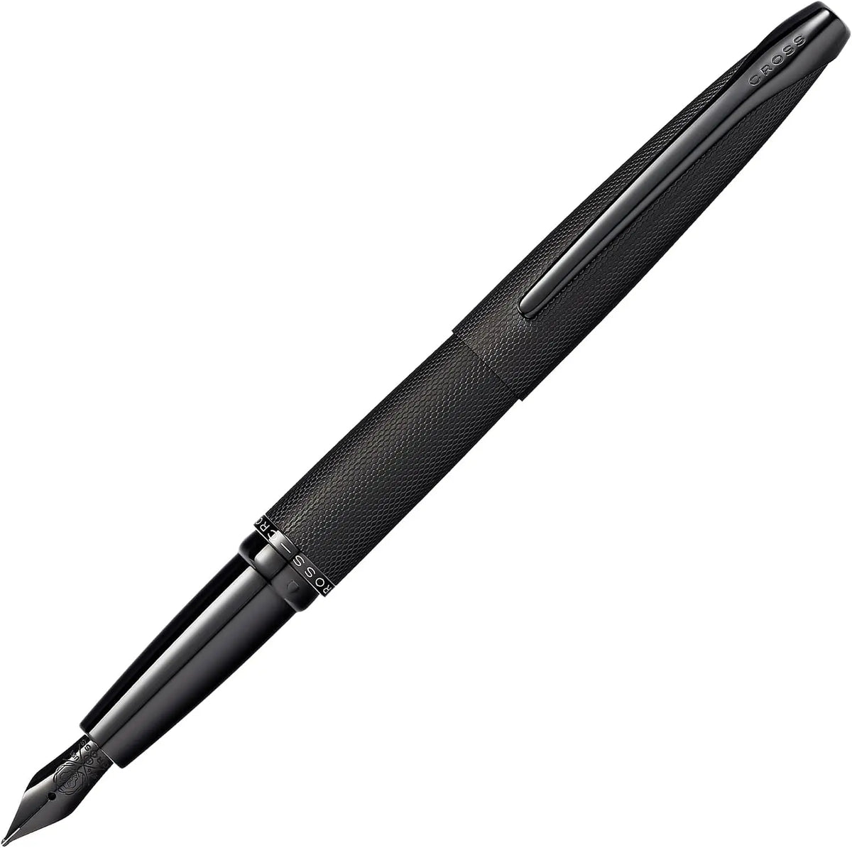 Cross ATX Sandblasted Brushed Black Fountain Pen. PVD Clip, Extra-Fine Nib. cross