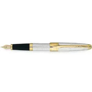 Cross Apogee Executive Collection Sterling Silver & 23 Karat Golf Plate Appointments Fountain Pen with Fine Solid 18K Gold/Rhodium Plated Nib Cross