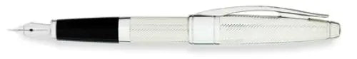 Cross Apogee Executive Collection, Sterling Silver, Fountain Pen, with Platinum Appointments and Rhodium Plated Solid 18 Karat Gold Nib Medium (AT0126-10MD) Cross