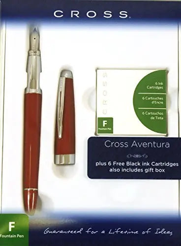 Cross Aventura Fountain Pen, Plus 6 Free Black ink Cartridges Also includes gift box - Red - crosspenmall.com