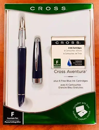 Cross Aventura Starry Blue Fountain Pen Medium Nib - 6 Free Blue Ink Cartridges - crosspenmall.com