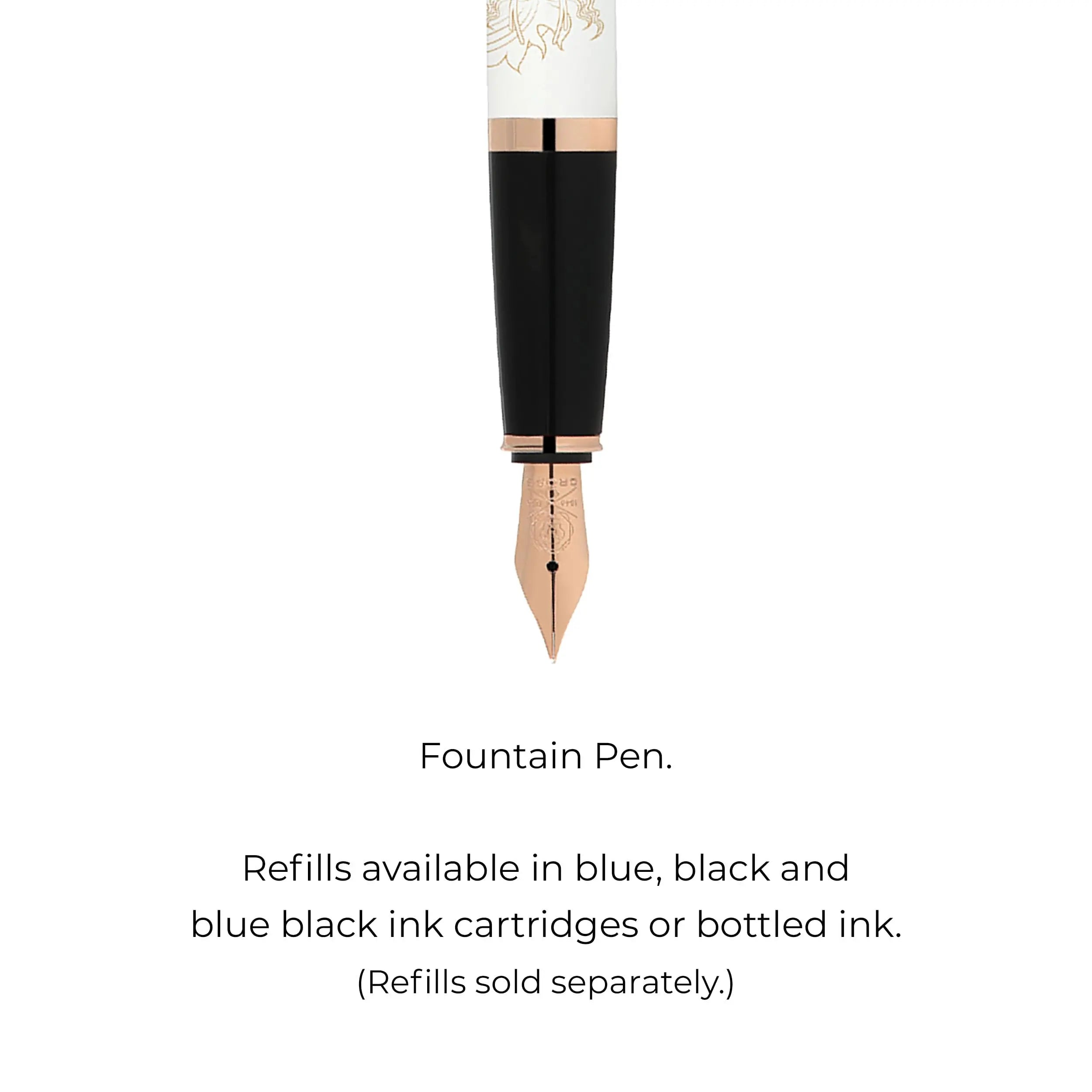 Cross Bailey 2024 Year of the Dragon Pearlescent White Lacquer Fountain Pen with Rose Gold Appointments - Fine Nib Cross