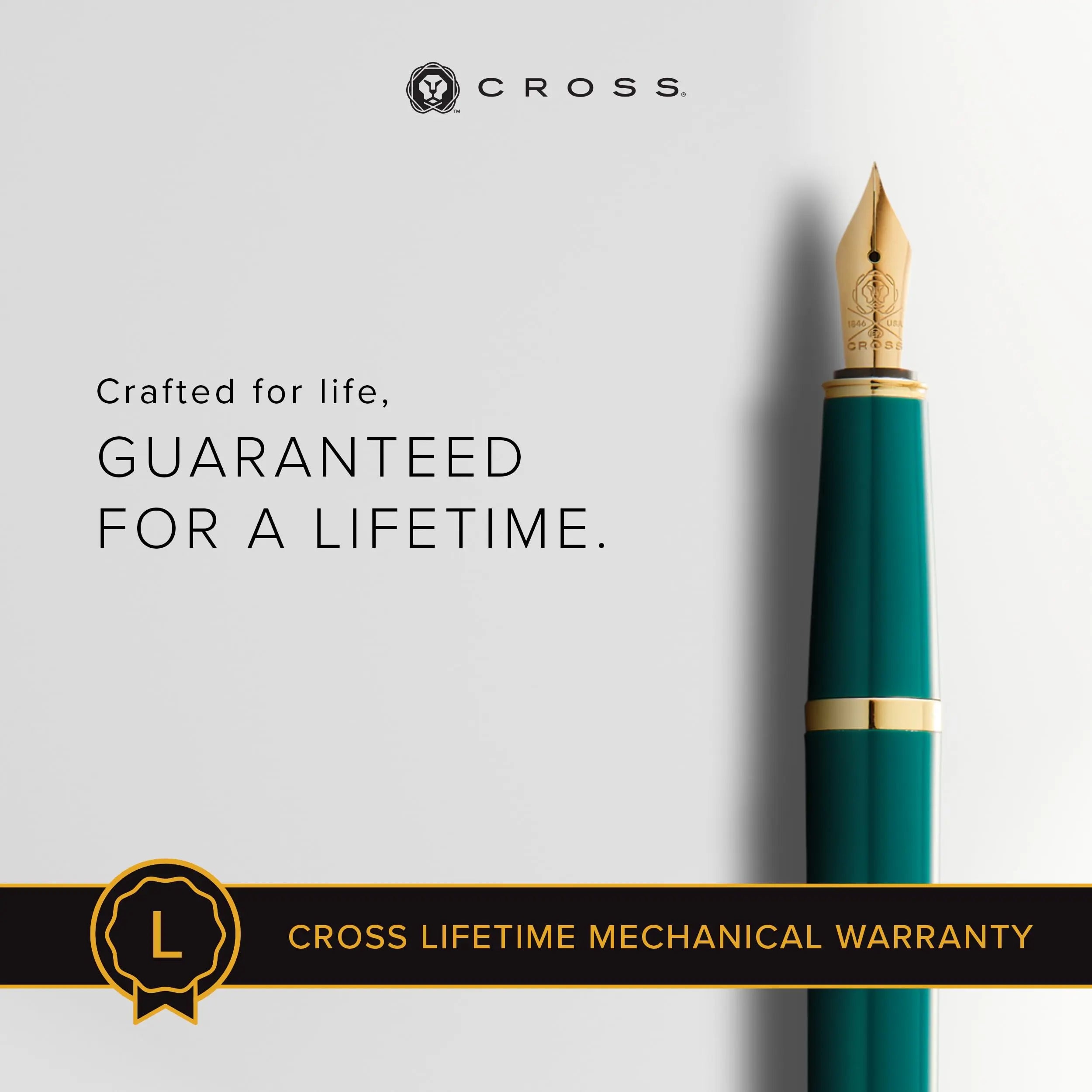Cross Bailey Dark Green with Gold Medium Nib Fountain Pen Cross