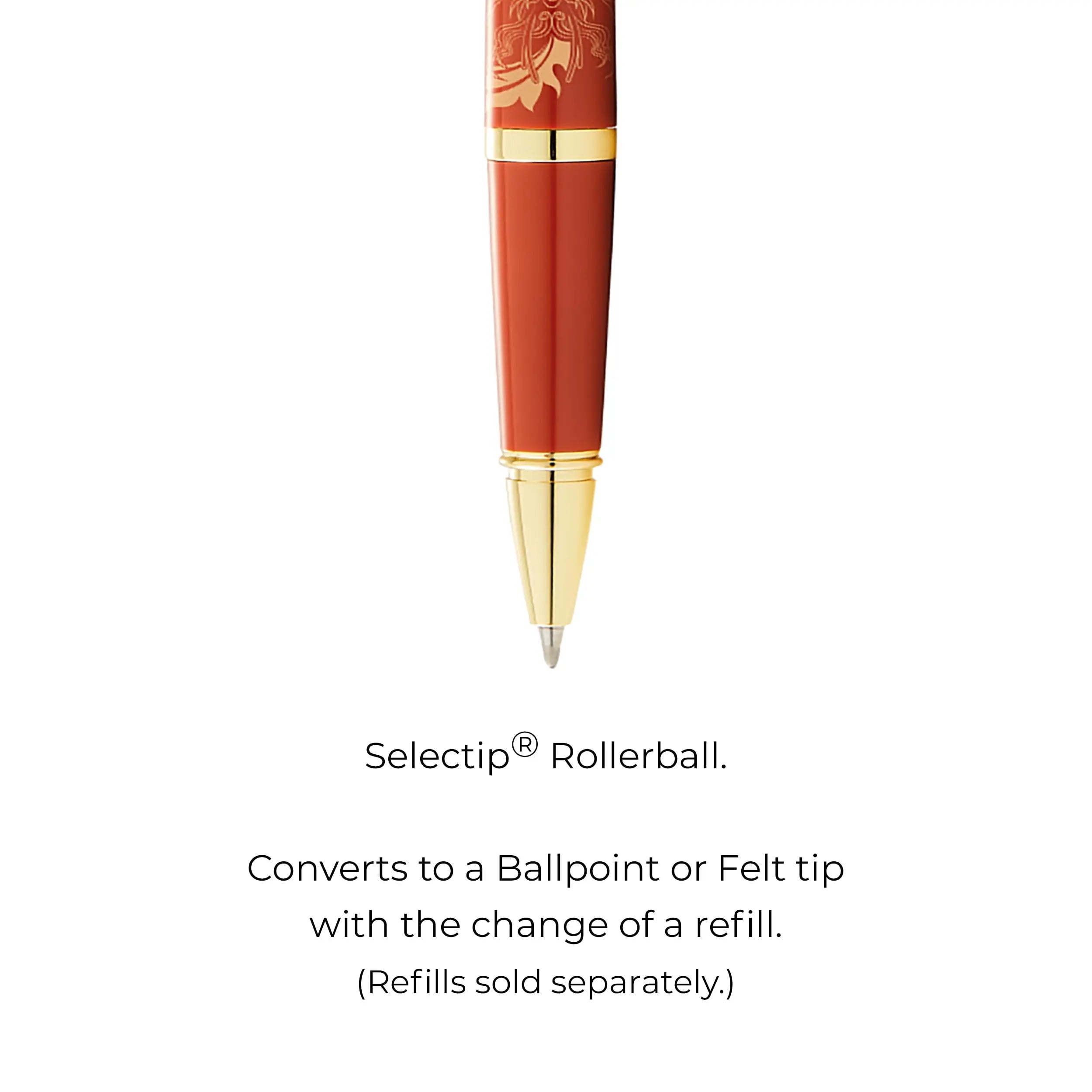 Cross Bailey Light 2024 Year of the Dragon Polished Amber Resin and Gold Tone Rollerball Pen with Pad Printing Cross