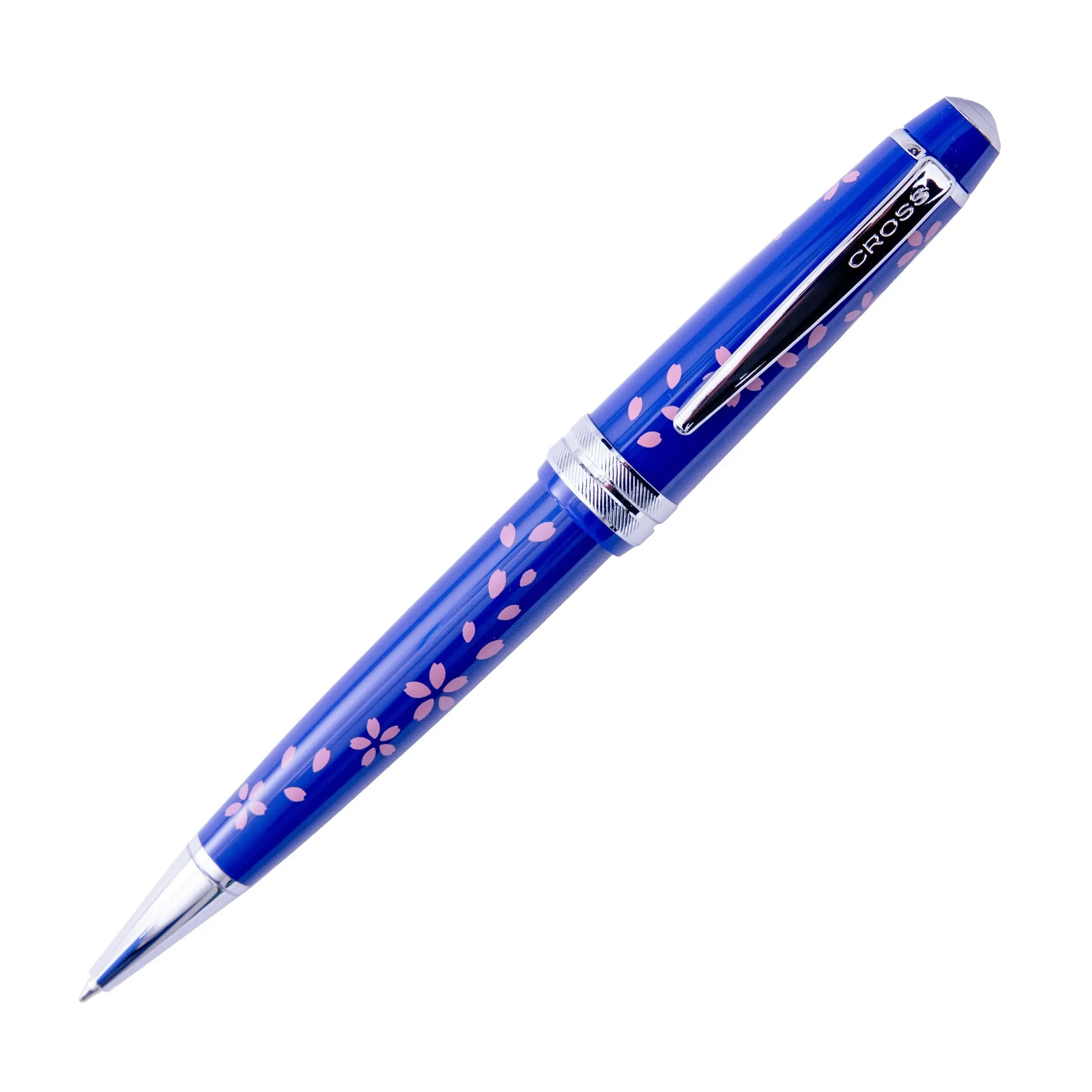 Cross Bailey Light Cherry Blossom Glossy Blue Resin with Polished Chrome Appointments Ballpoint Pen Cross
