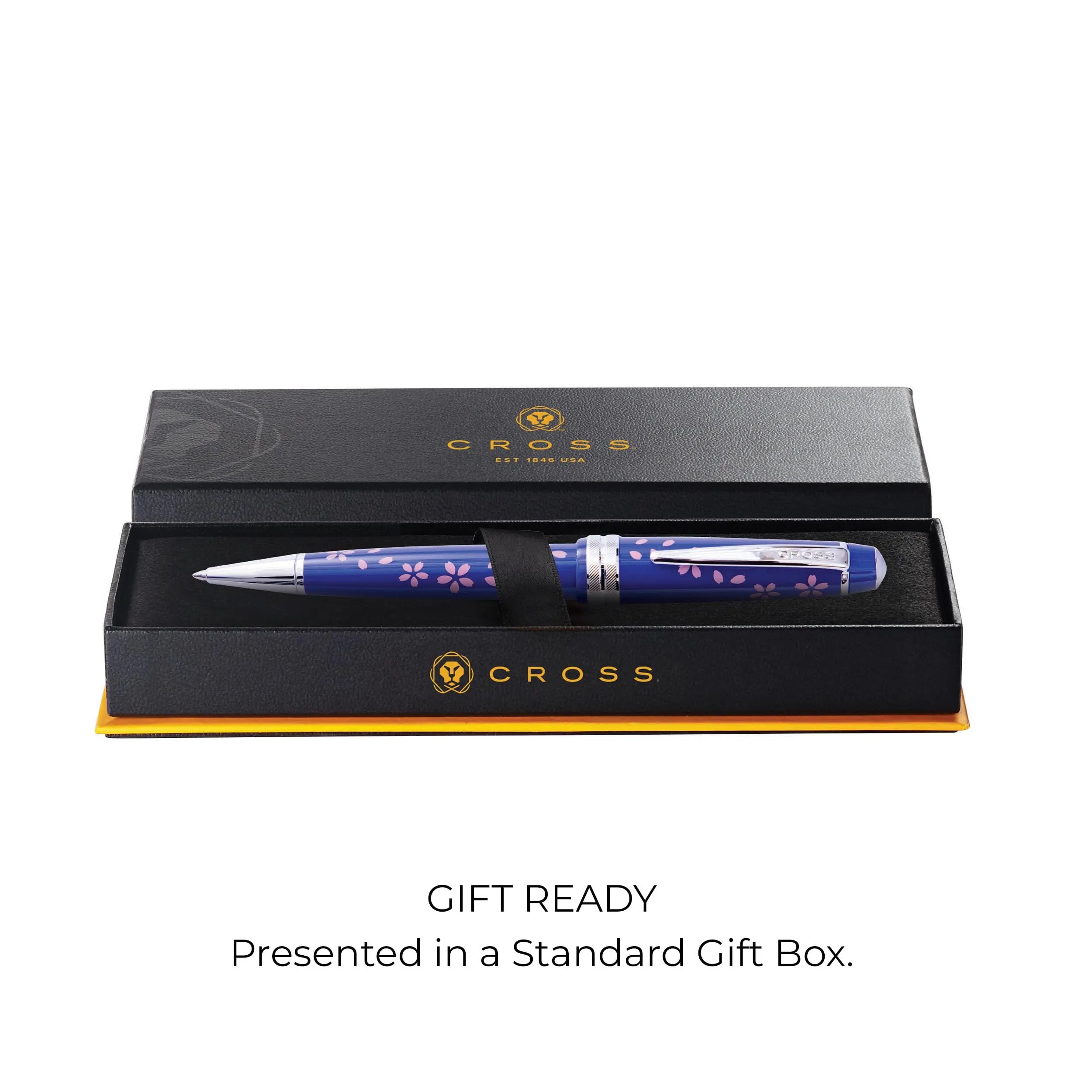 Cross Bailey Light Cherry Blossom Glossy Blue Resin with Polished Chrome Appointments Ballpoint Pen Cross