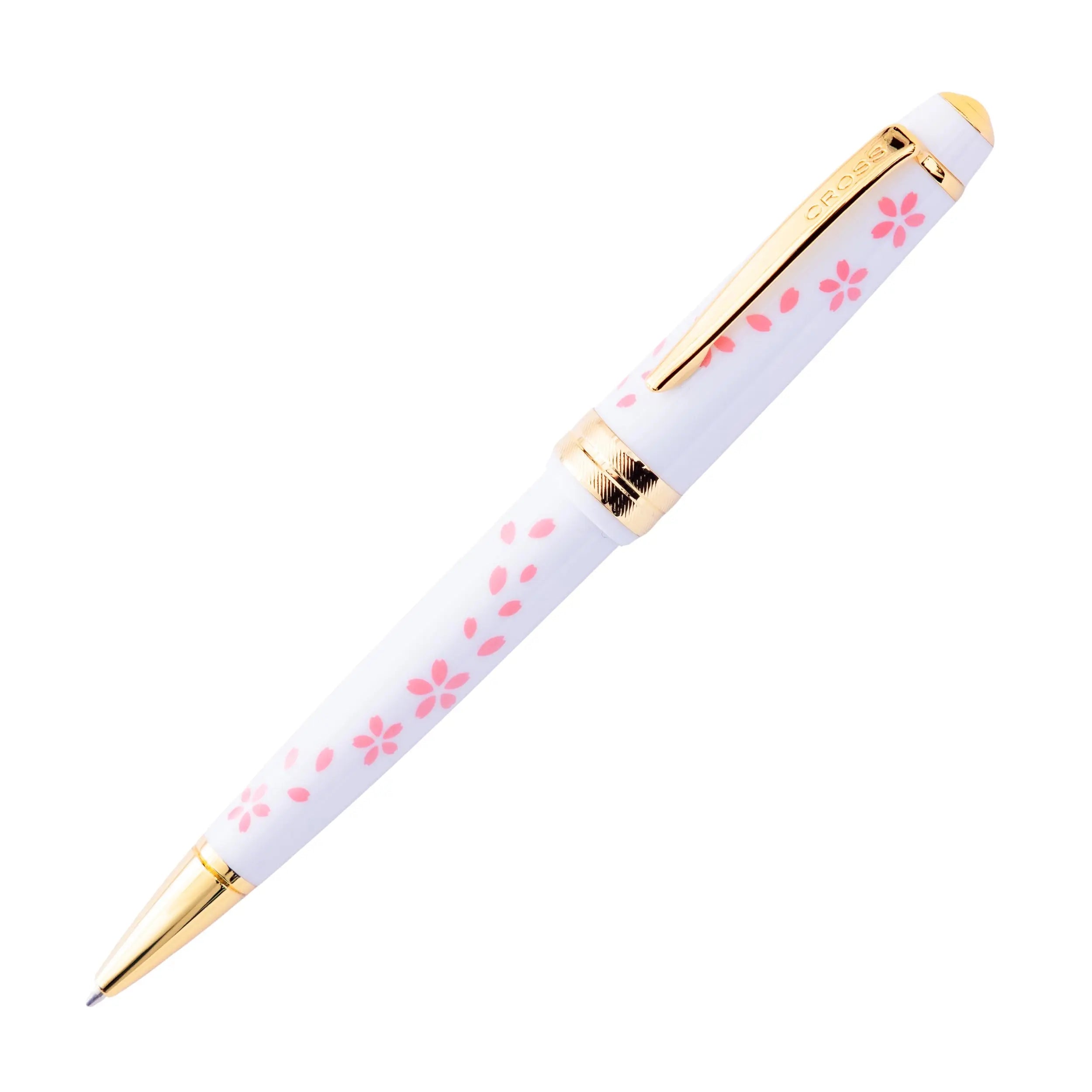 Cross Bailey Light Cherry Blossom Glossy White Resin with Gold PVD Appointments Ballpoint Pen Cross