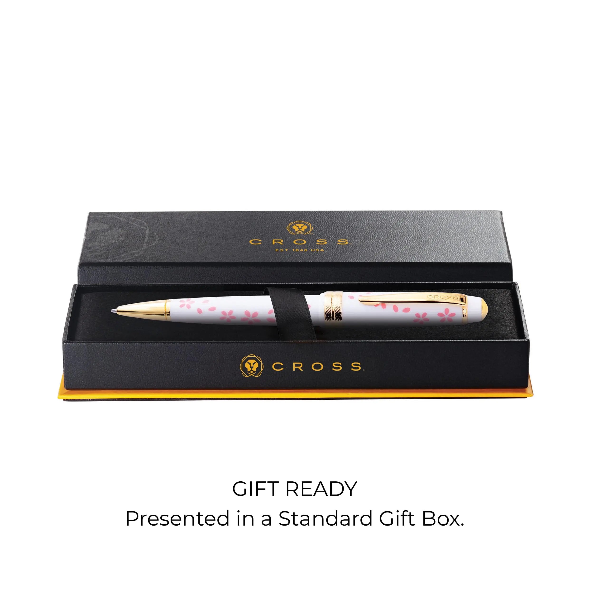 Cross Bailey Light Cherry Blossom Glossy White Resin with Gold PVD Appointments Ballpoint Pen Cross