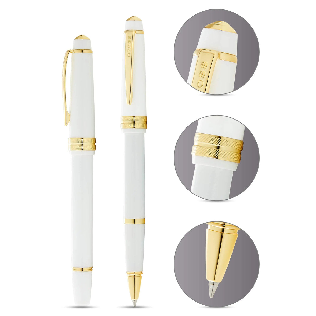 Cross Bailey Light Rollerball Pen, Polished White, Medium Point, Black Ink cross