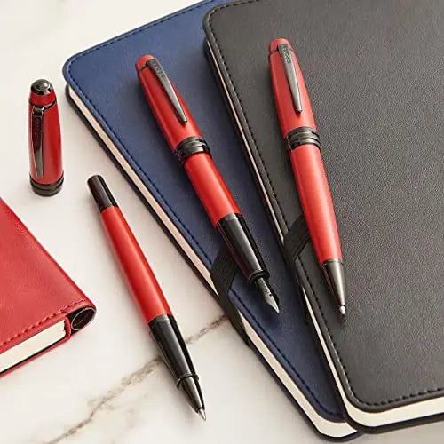 Cross Bailey Matte Grey Lacquer Rolling Ball Pen with polished black PVD appointments - crosspenmall.com