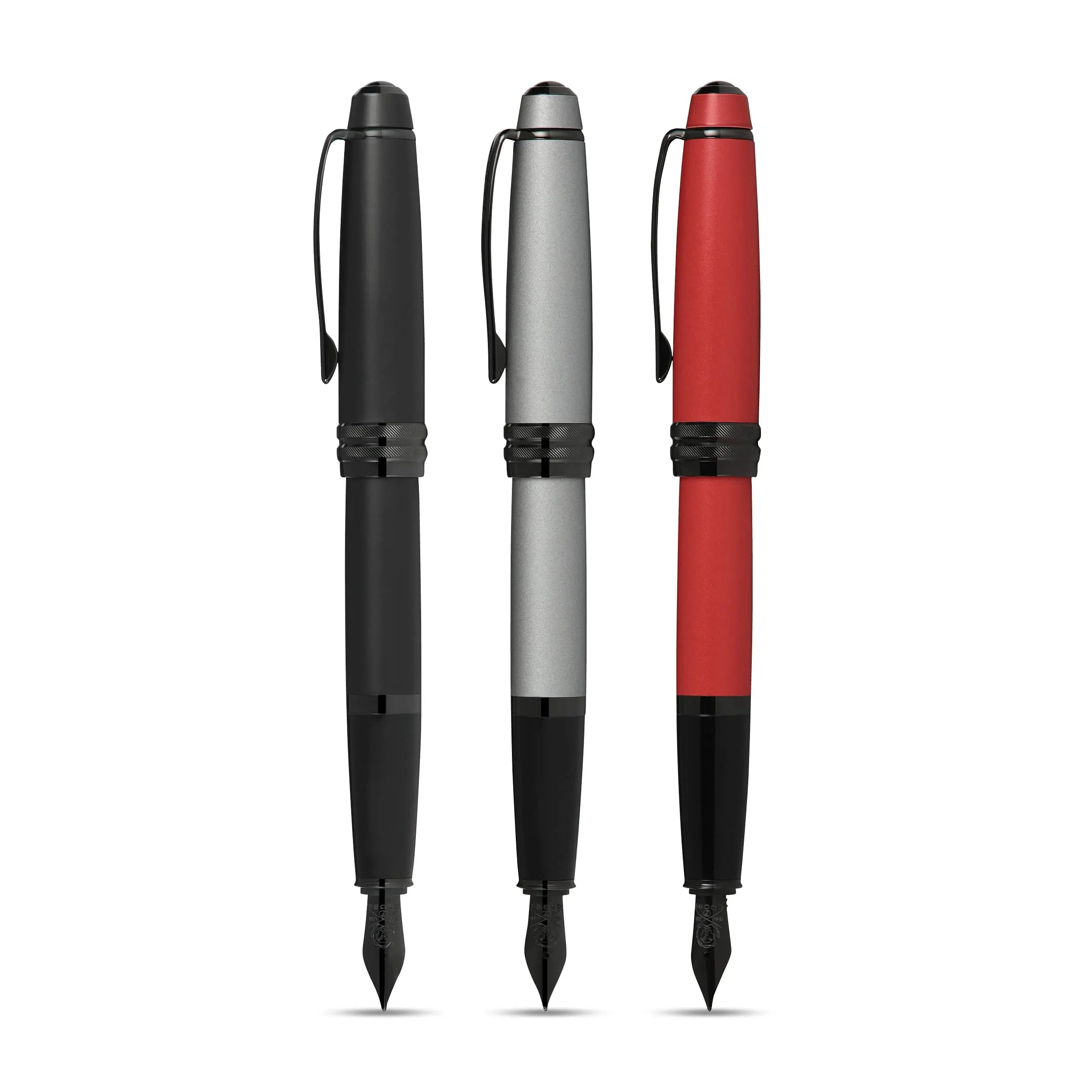 Cross Bailey Matte Red Lacquer Fountain Pen with polished black PVD appointments, Fine Nib Cross