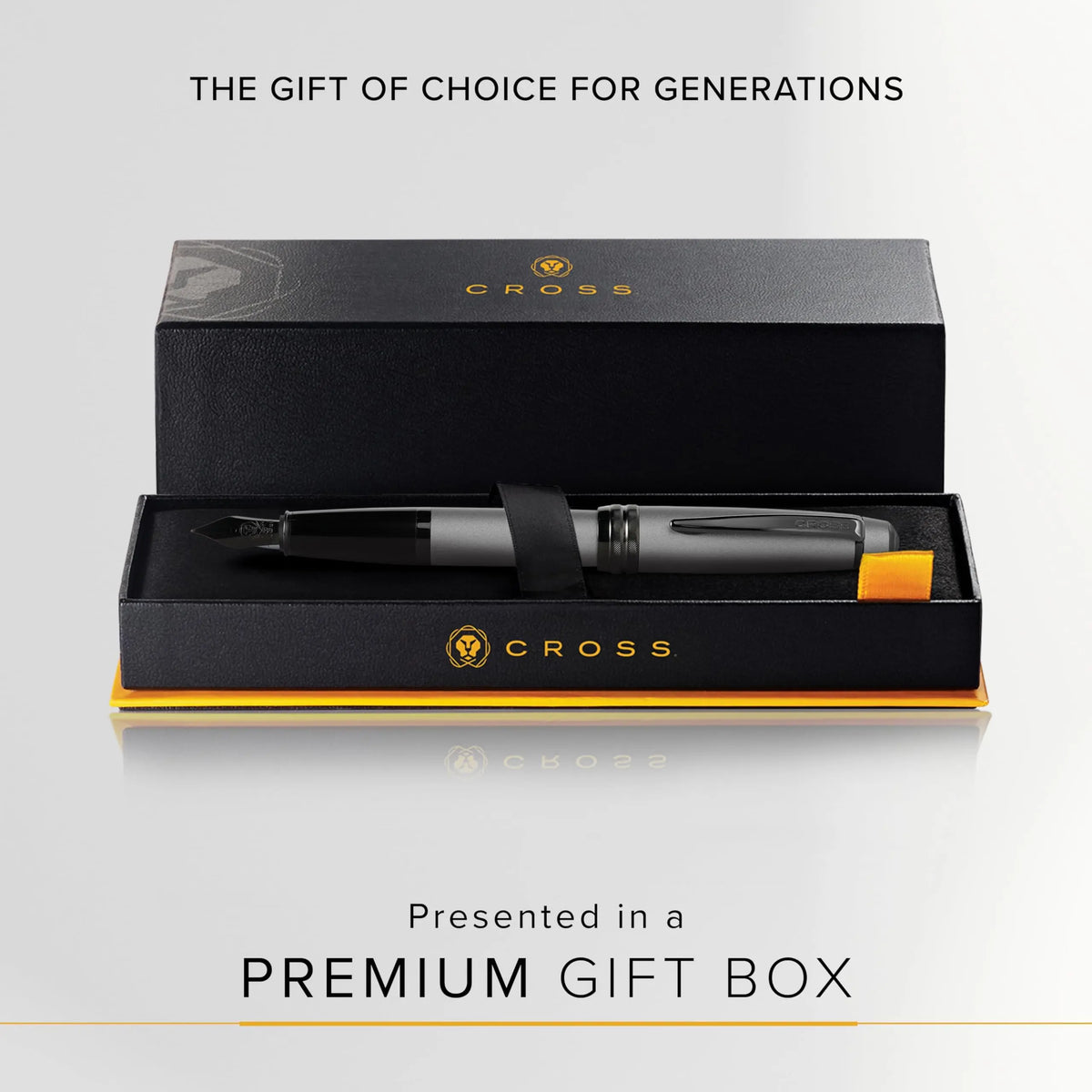 Cross Bailey Refillable Fountain Presented in a Premium Gift Box - Medium Point, Black Ink, Matte Gray cross