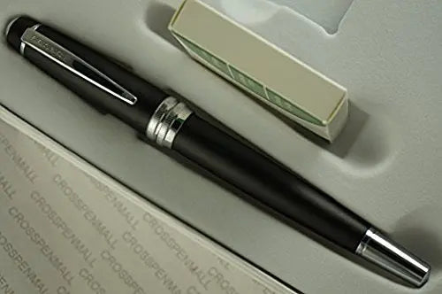 Cross Baily Executive Companion Satin Black, Diamond Cut Multi-Groove Center Ring, and Medium Nib Fountain Pen Cross