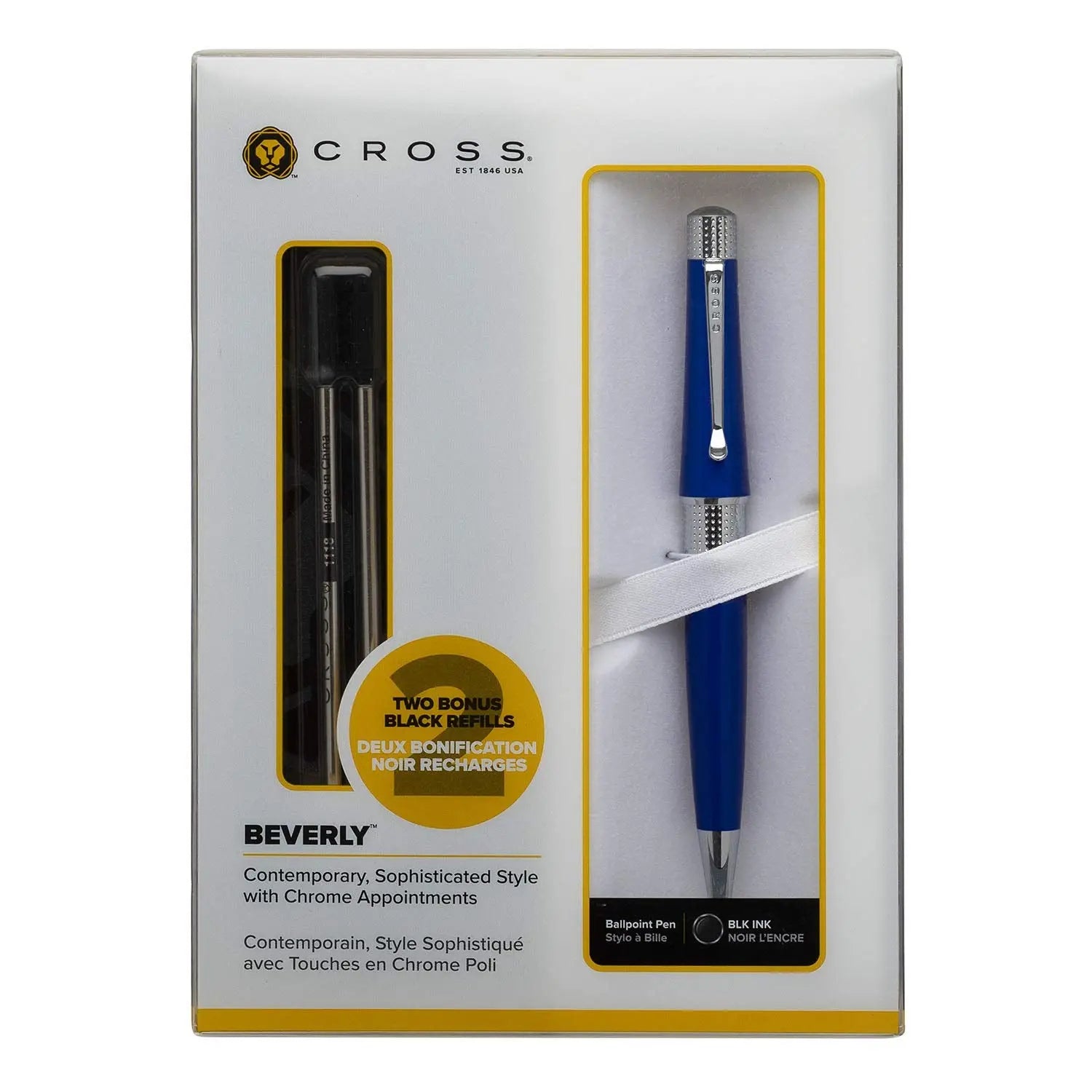 Cross Beverly Ballpoint Pen Medium Point Blue Barrel, Black Ink Cross