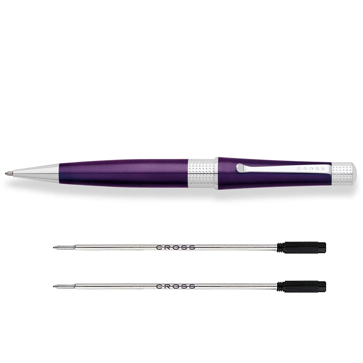 Cross Beverly Deep Purple Ballpoint Pen With 2 Black Ink Refills - crosspenmall.com